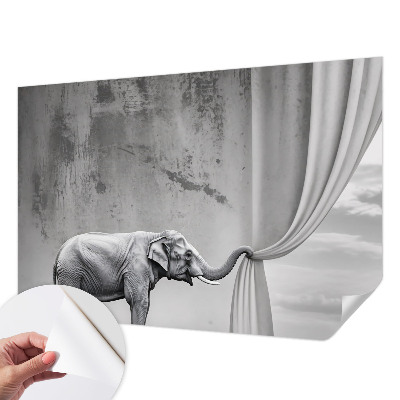 Autocolante de parede fotográfico com estampa de elefante surrealista