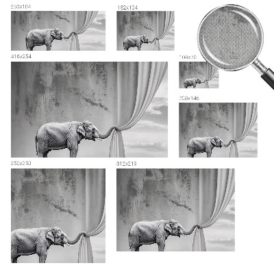 Autocolante de parede fotográfico com estampa de elefante surrealista