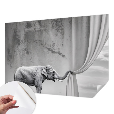 Autocolante de parede fotográfico com estampa de elefante surrealista