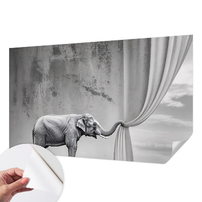 Autocolante de parede fotográfico com estampa de elefante surrealista