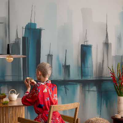 Papel de parede infantil com estampa de paisagens urbanas