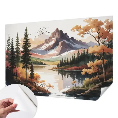 Papel de parede infantil com tema de outono nas montanhas