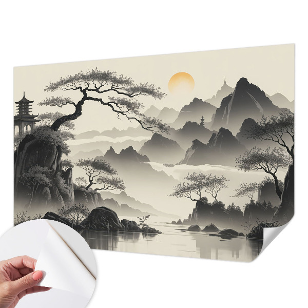 Papel de parede autocolante para sala Paisagem oriental