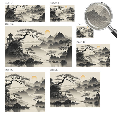Papel de parede autocolante para sala Paisagem oriental