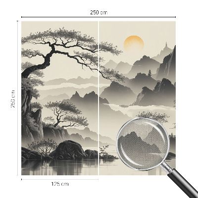 Papel de parede autocolante para sala Paisagem oriental