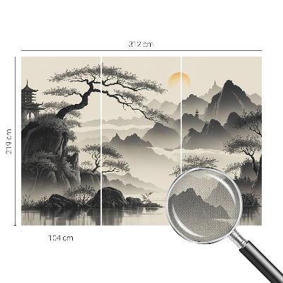 Papel de parede autocolante para sala Paisagem oriental