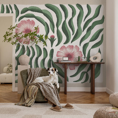 Papel de parede para criança Flores e folhas