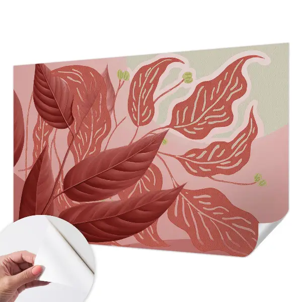 Papel de parede autocolante para sala com padrão de folhas orgânicas