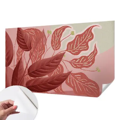Papel de parede autocolante para sala com padrão de folhas orgânicas