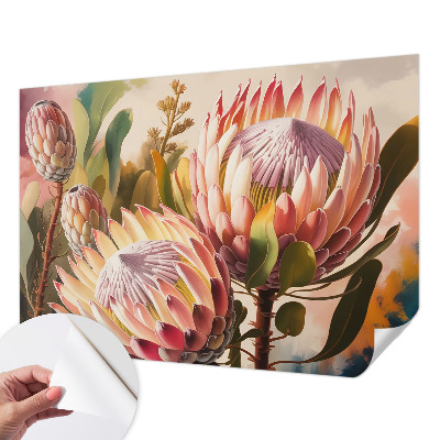 Papel de parede autocolante para quarto com estampa de flores de protea