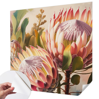 Papel de parede autocolante para quarto com estampa de flores de protea