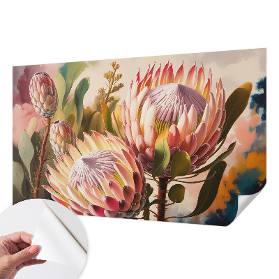 Papel de parede autocolante para quarto com estampa de flores de protea