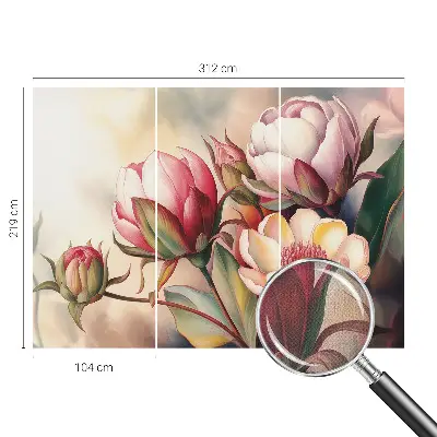 Autocolante de parede fotográfico com um buquê de flores