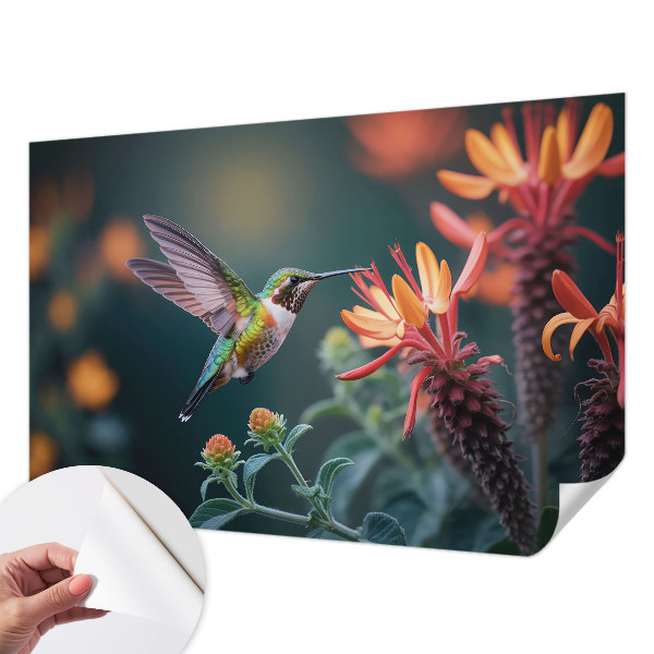 Papel de parede para criança flores de beija-flor
