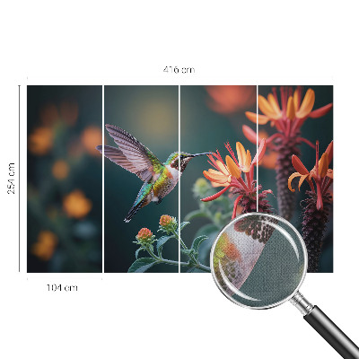 Papel de parede para criança flores de beija-flor