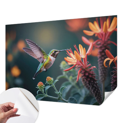 Papel de parede para criança flores de beija-flor