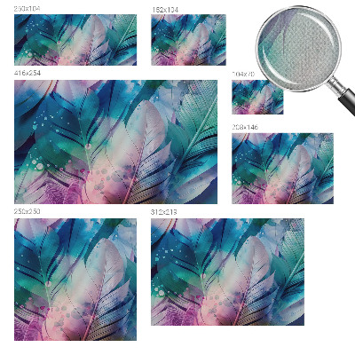 Papel de parede autocolante para quarto com padrão de penas coloridas