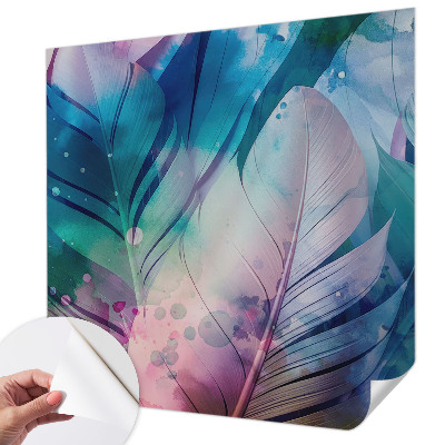 Papel de parede autocolante para quarto Penas coloridas