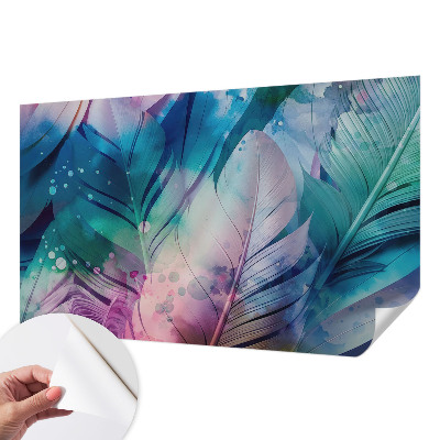 Papel de parede autocolante para quarto Penas coloridas