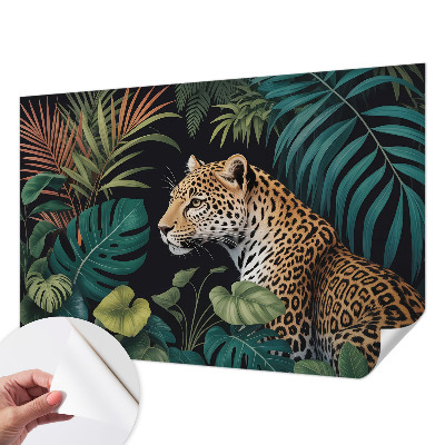 Papel de parede autocolante para sala Leopardo exótico