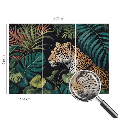 Papel de parede autocolante para sala Leopardo exótico