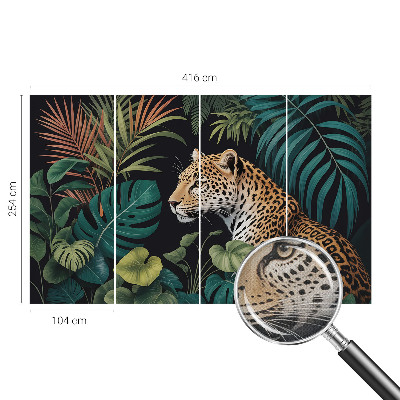 Papel de parede autocolante para sala Leopardo exótico