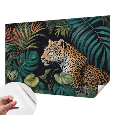 Papel de parede autocolante para sala Leopardo exótico