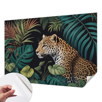 Papel de parede autocolante para sala Leopardo exótico