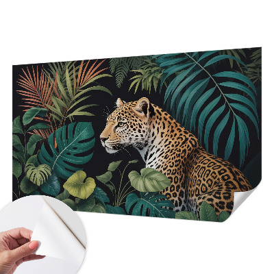 Papel de parede autocolante para sala Leopardo exótico