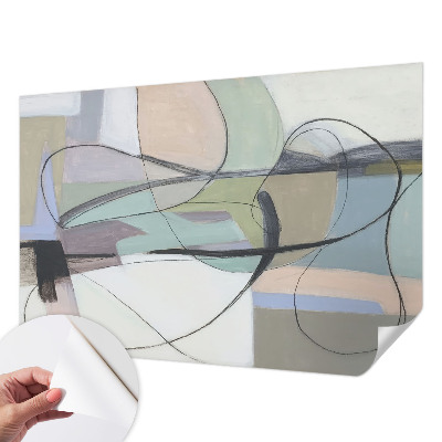Autocolante de parede fotográfico com padrão de linhas em tons pastel