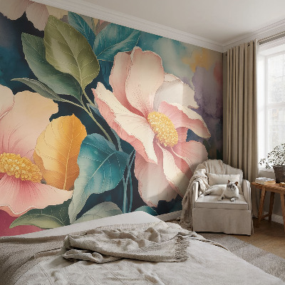 Papel de parede infantil com padrão floral elegante