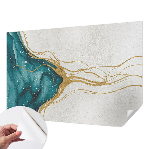 Papel de parede autocolante para quarto Linhas turquesa