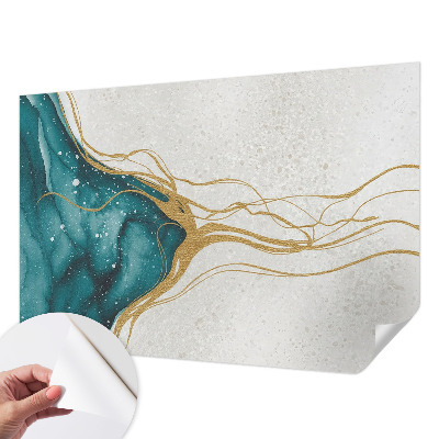 Papel de parede autocolante para quarto com padrão de linhas turquesa
