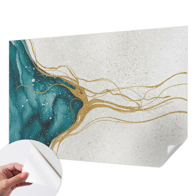 Papel de parede autocolante para quarto Linhas turquesa