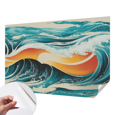 Papel de parede autocolante com padrão de ondas abstratas