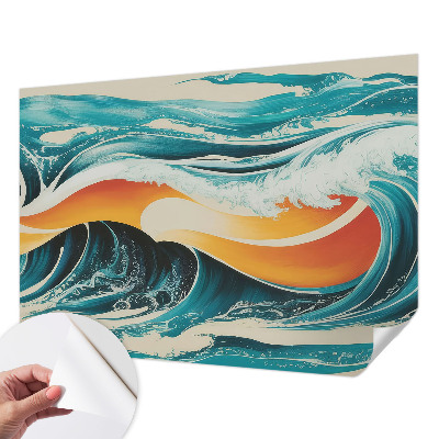 Papel de parede autocolante com padrão de ondas abstratas