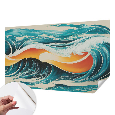 Papel de parede autocolante com padrão de ondas abstratas