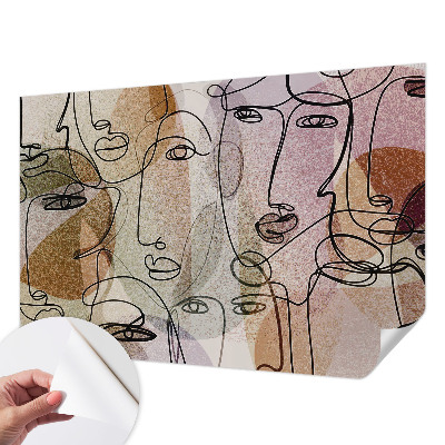 Papel de parede autocolante com estampa de faces lineares
