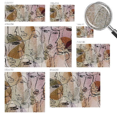 Papel de parede autocolante com estampa de faces lineares
