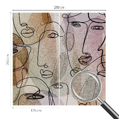 Papel de parede autocolante com estampa de faces lineares