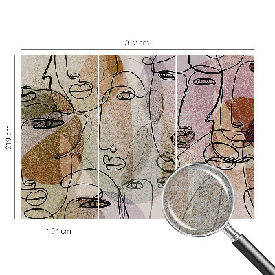 Papel de parede autocolante com estampa de faces lineares