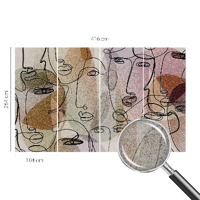 Papel de parede autocolante com estampa de faces lineares
