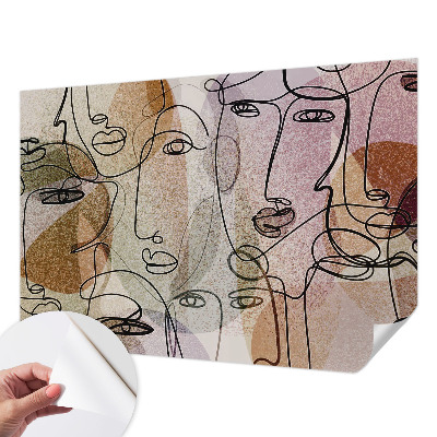Papel de parede autocolante com estampa de faces lineares