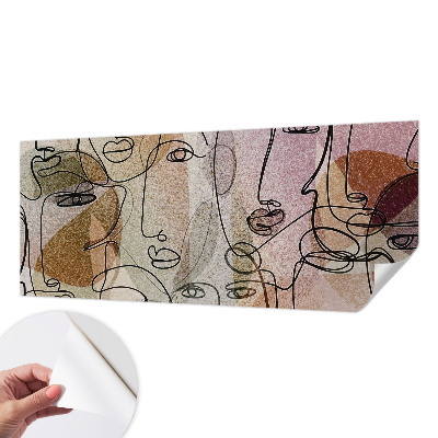 Papel de parede autocolante com estampa de faces lineares