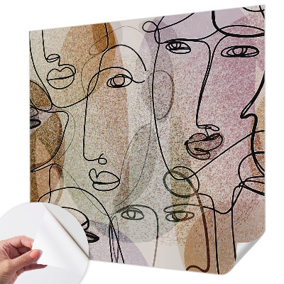 Papel de parede autocolante com estampa de faces lineares