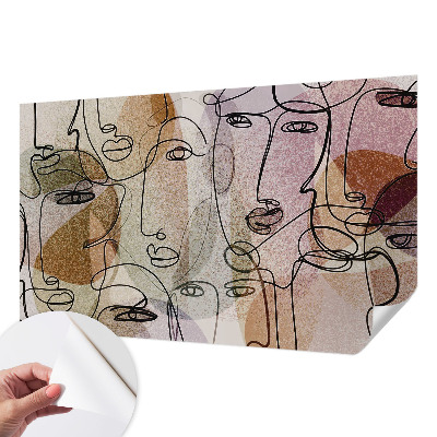 Papel de parede autocolante com estampa de faces lineares