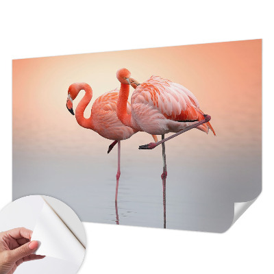 Papel de parede infantil com estampa de flamingos delicados