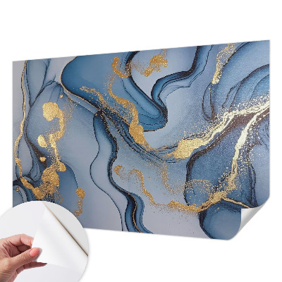 Papel de parede autocolante para sala com padrão de ondas azuis