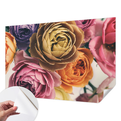 Papel de parede autocolante para quarto Rosas coloridas