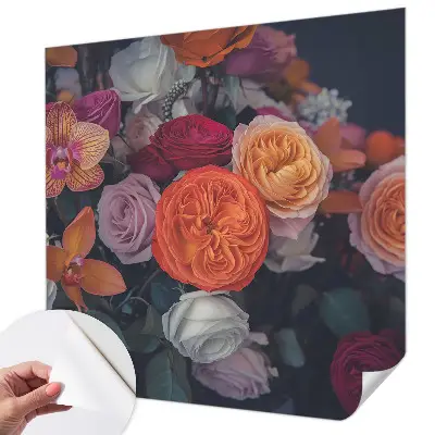 Papel de parede autocolante com estampa de buquê colorido